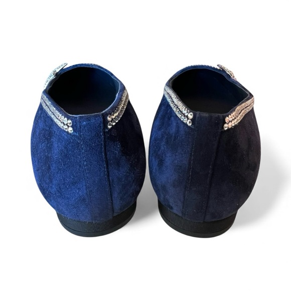 🆕CHANEL Cap Toe Flats Crystal Star & Trim Embellishment Navy & Black 37EU • NIB - Picture 5 of 11